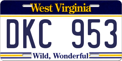 WV license plate DKC953