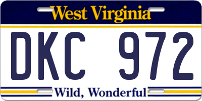 WV license plate DKC972