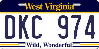 WV license plate DKC974