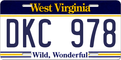 WV license plate DKC978