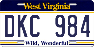 WV license plate DKC984