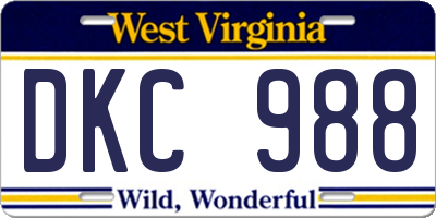 WV license plate DKC988