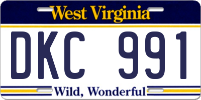 WV license plate DKC991