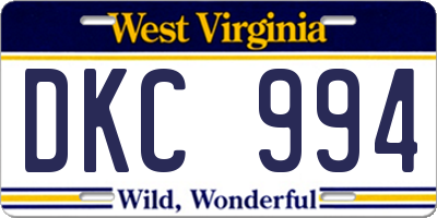 WV license plate DKC994