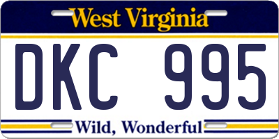 WV license plate DKC995