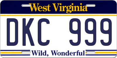 WV license plate DKC999