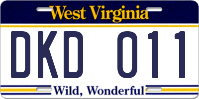 WV license plate DKD011