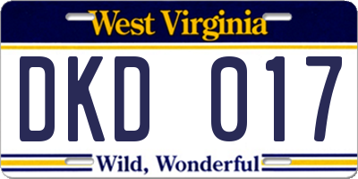 WV license plate DKD017
