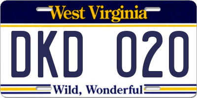 WV license plate DKD020