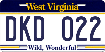 WV license plate DKD022