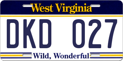 WV license plate DKD027