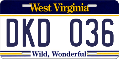 WV license plate DKD036