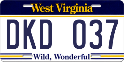 WV license plate DKD037