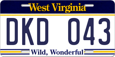 WV license plate DKD043