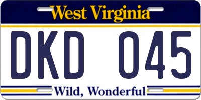 WV license plate DKD045