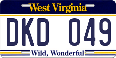 WV license plate DKD049
