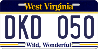 WV license plate DKD050