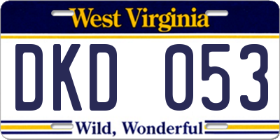 WV license plate DKD053