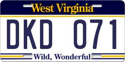 WV license plate DKD071