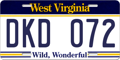 WV license plate DKD072