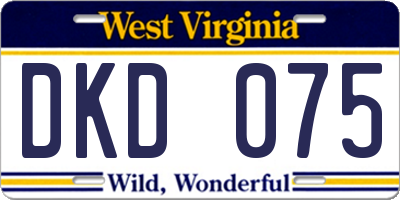 WV license plate DKD075
