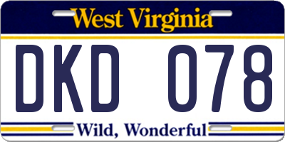 WV license plate DKD078