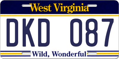 WV license plate DKD087