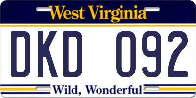 WV license plate DKD092