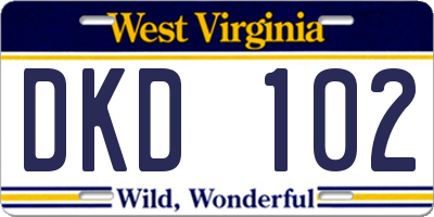 WV license plate DKD102