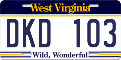 WV license plate DKD103