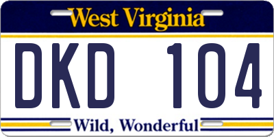 WV license plate DKD104