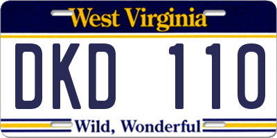 WV license plate DKD110