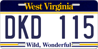 WV license plate DKD115