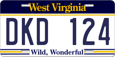 WV license plate DKD124