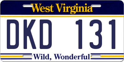 WV license plate DKD131