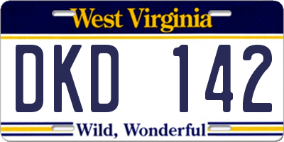 WV license plate DKD142