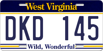 WV license plate DKD145