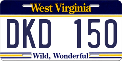 WV license plate DKD150