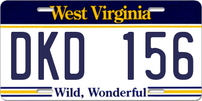WV license plate DKD156