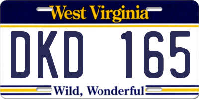 WV license plate DKD165