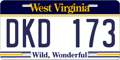 WV license plate DKD173