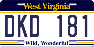 WV license plate DKD181