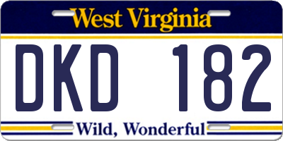 WV license plate DKD182