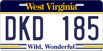 WV license plate DKD185