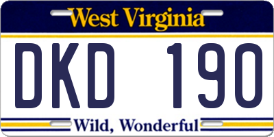 WV license plate DKD190