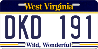 WV license plate DKD191