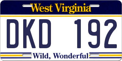 WV license plate DKD192
