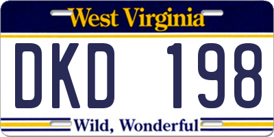 WV license plate DKD198