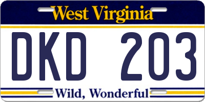 WV license plate DKD203