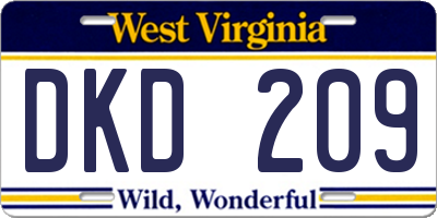 WV license plate DKD209